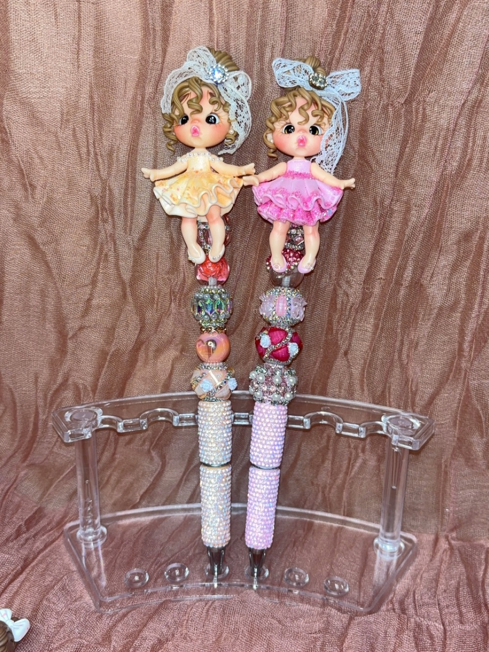 Ballerina inspired, Beaded Pink & Peach Decorative Pen